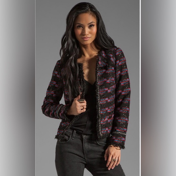 Trina Turk Secret Agent Kings Road Jacket in Multi Size 8 Color Black/Pink/Blue - Picture 1 of 11